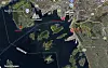 Digitalt kart over Oslofjorden med øyer, kystlinje og markerte steder.
