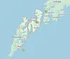 Google-kart over Flakstad og nærliggende steder i Lofoten.